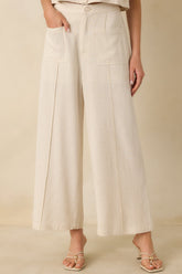 Met Your Match Natural Linen-Blend Wide Leg Pants