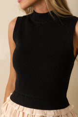 Claim Your Space Black Knit Bodice Ruffled Mini Dress