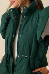 Cherry On Top Forest Green Flutter Sleeve Puffer Vest