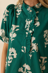 To Say The Least Hunter Green Floral Print Cotton Maxi Dress