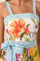 Prosperina Larson Multi Linen Blend Scenic Coastal Print Romper