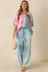 Sun Chaser Multi Colorblock Button-Up Top