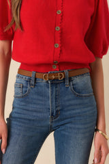 Endless Charm Cognac Brown Textured Faux Leather Belt