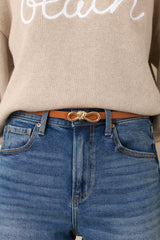 Roped In Cognac Brown Faux Leather Belt