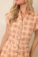 The Next Chapter Tan & Ivory Printed Midi Dress