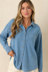 Z Supply The Perfect Classic Indigo Cotton Twill Button Up