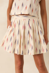 Instant Film Summer Ivory Multi Print Cotton Mini Skirt