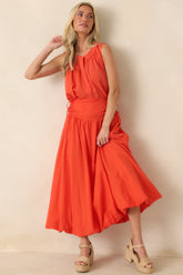 FRNCH Nunzio Coral Orange Cotton Sleeveless Blouse