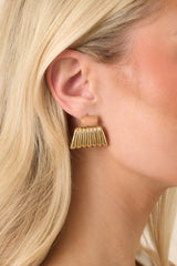 Coastal Sunset Gold & Coral Orange Fan Earrings