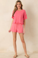 Z Supply Paloma Pink Cotton Blend Birdie Shorts