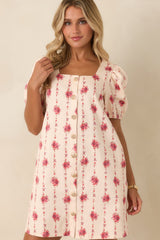 Garden Keepsake Ivory Floral Cotton Mini Dress