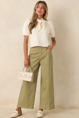 Weekends in the Countryside Olive Gingham Wide Leg Pants
