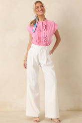 You Brighten My Day Pink Scalloped Ruffle Top