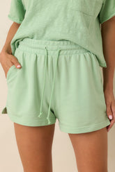 Z Supply Light Green Cotton Blend Birdie Shorts