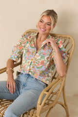 Somebody to Love Ivory Multi Floral Paisley Cotton Puff Sleeve Blouse