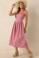 Just Because I Can Red Gingham Open Back Tie Maxi Dress