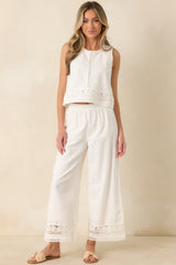 Z Supply Scout White Cotton Linen Embroidered Pants