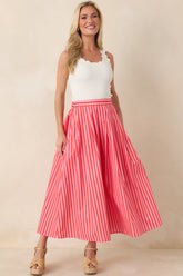 Making Moves Orange & Pink Stripe Cotton Maxi Skirt