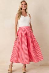 Making Moves Orange & Pink Stripe Cotton Maxi Skirt