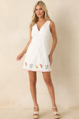 MINKPINK Santorini White Multi Cotton Embroidered Mini Dress