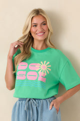 MINKPINK Do Sol Green Cotton Printed Tee