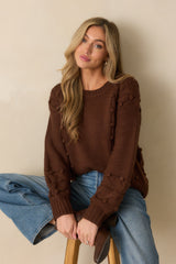 Let's Be Honest Chocolate Brown Cable Knit Long Sleeve Sweater