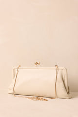 In Case You Missed It Ivory Faux Leather Clutch Handbag