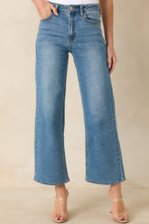 Into The Clouds Medium Wash Cropped Wide Leg Jeans