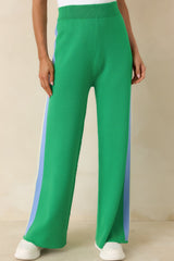 I'm Into It Green Multi Knit Stripe Wide Leg Pants