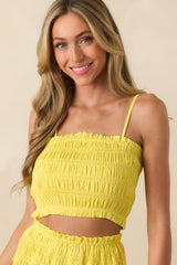 Life Can Surprise You Bright Yellow Smocked Crop Top