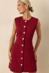 Whatever She Wants Burgundy Sleeveless Tailored Mini Dress