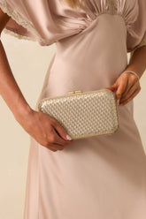 Truth Be Told Gold Metallic Woven Structured Clutch Handbag