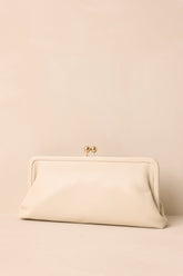 In Case You Missed It Ivory Faux Leather Clutch Handbag