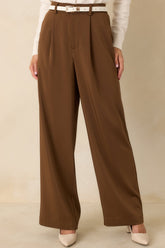 Mark My Words Brown High Waisted Wide Leg Trousers