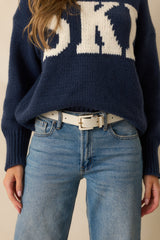 All Good Things Ivory Faux Leather Belt