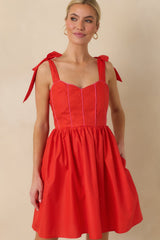 Love Without Limits Red Bow Strap Mini Dress