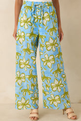 Flower Power Move Blue Floral Cotton Wide Leg Pants