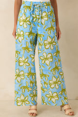 Flower Power Move Blue Floral Cotton Wide Leg Pants