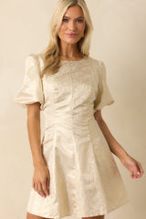 Never Without Grace Champagne Floral Jacquard Mini Dress
