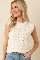 Right Here Beside Me Ivory Knit Sweater Vest