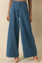 Curve Appeal Medium Wash Scalloped Edge Wide Leg Jeans
