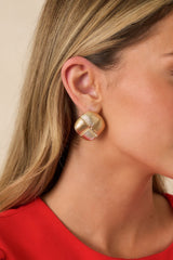 Set Up For Success Gold Textured Square Earrings