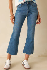 Terrific Timing Medium Wash Cropped Flare Jeans
