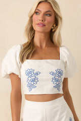 MINKPINK White Cotton Sonnet Embroidered Top