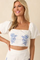 MINKPINK White Cotton Sonnet Embroidered Top
