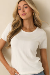 Cross Your Mind Ivory Short Sleeve Sweater Top
