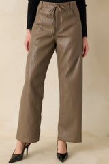 In The Mix Light Brown Faux Leather Wide Leg Pants