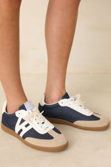 Vintage Havana Nadia Navy & Taupe Suede Lace-Up Sneakers