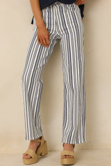 Boardwalk Bound Navy Stripe Cotton Wide Leg Pants