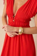 Made The Call Gold Textured Hinged Cuff Bracelet